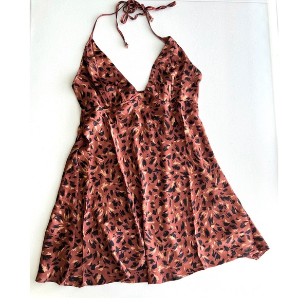 Free People Intimately Hang On Halter Slip Dress Natural Combo Size Large - Picture 3 of 12